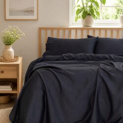 Queen Sheet Set 1000TC Bamboo Cotton Blend Flat Fitted Pillowcases Charcoal