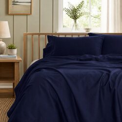 King Bamboo Cotton Sheet Set 1000TC Flat Fitted Pillowcases Royal Blue Bedroom