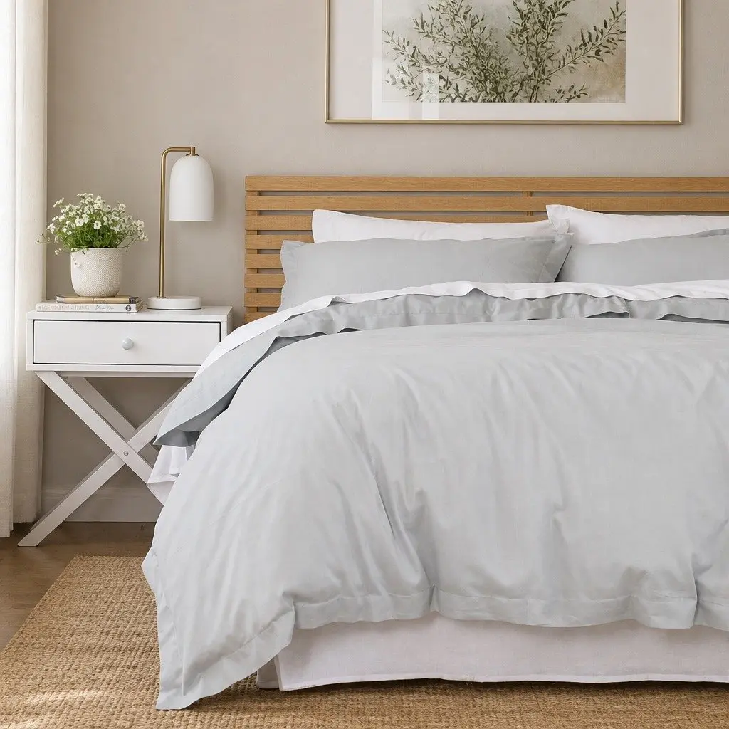 Bamboo Cotton Quilt Cover Set King 1000TC Bedding Cool Grey