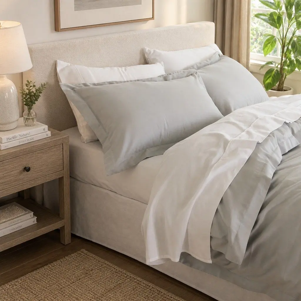 Bamboo Cotton Quilt Cover Set King 1000TC Bedding Cool Grey