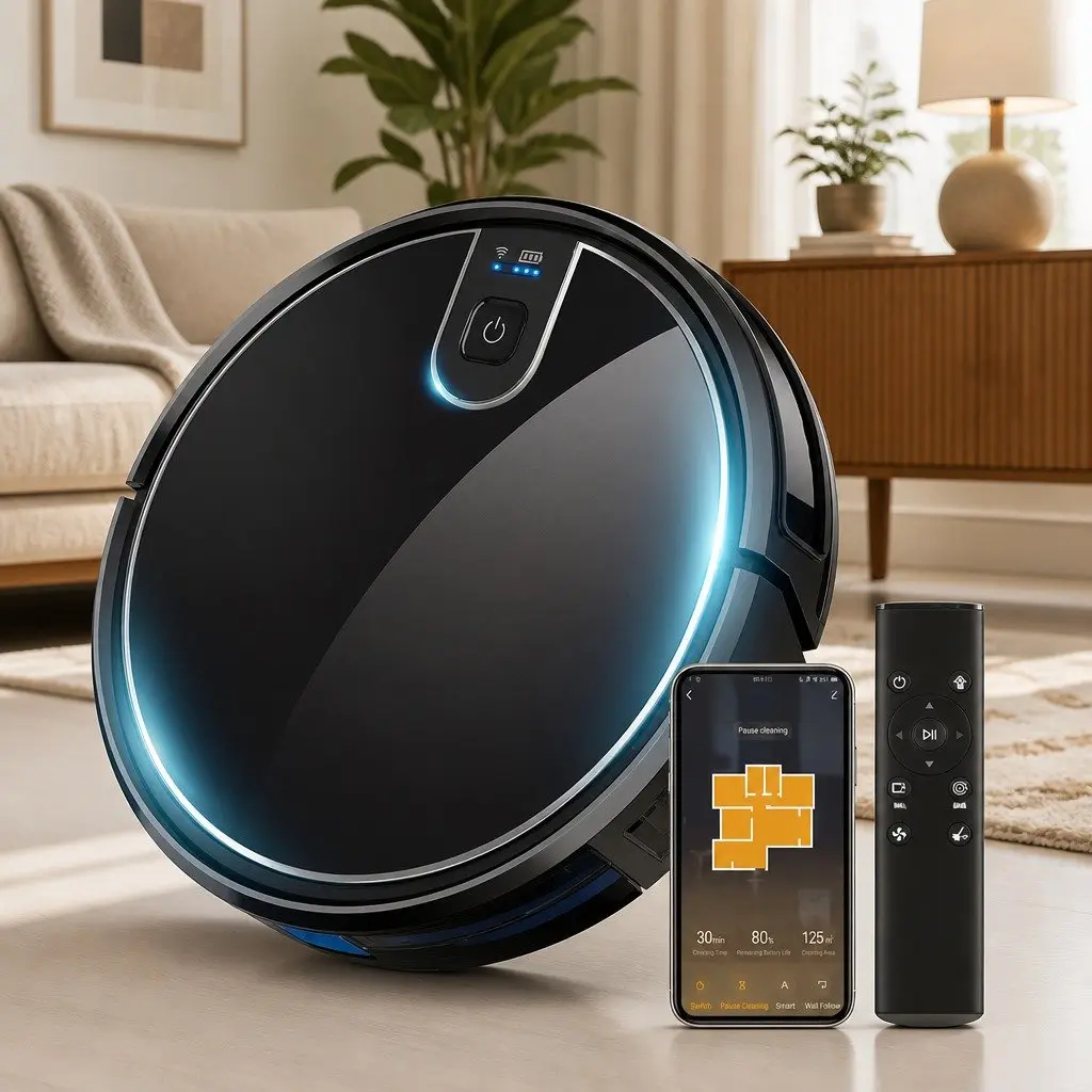 Robotic Vacuum Cleaner Black - WiFi App Control Mop Function Auto Charging