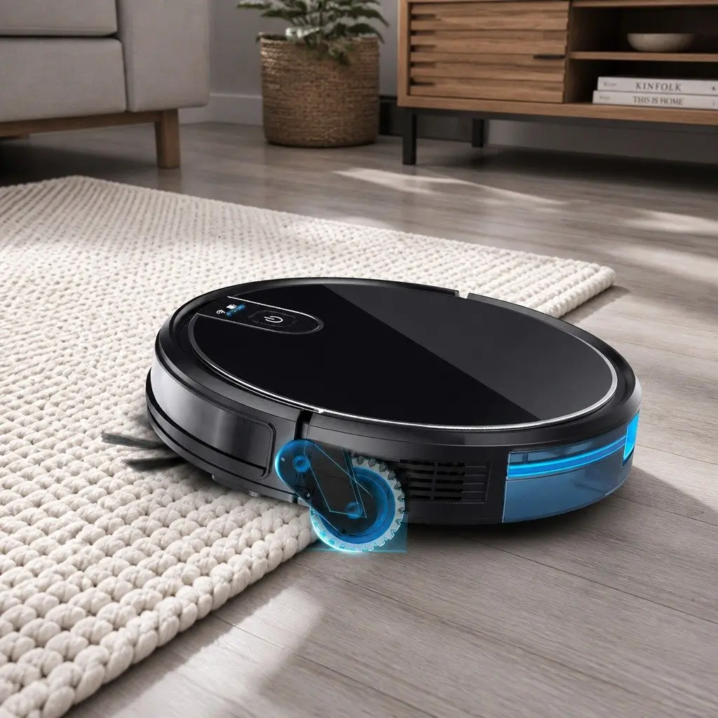 Robotic Vacuum Cleaner Black - WiFi App Control Mop Function Auto Charging