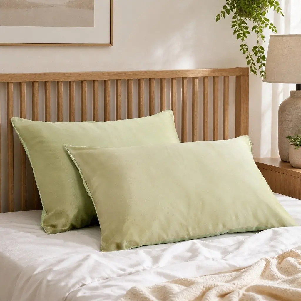Mulberry Silk Pillowcase Twin Pack Hypoallergenic 51x76cm Sage