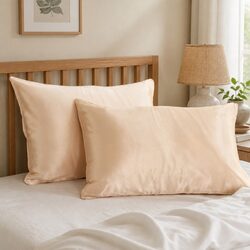 Comforting Champagne Pink Mulberry Silk Pillowcases Twin Pack