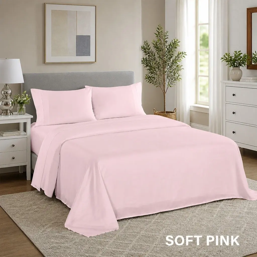 Sheet Set 1200TC UltraSoft 4 Piece Bedding Deep Pocket Soft Pink