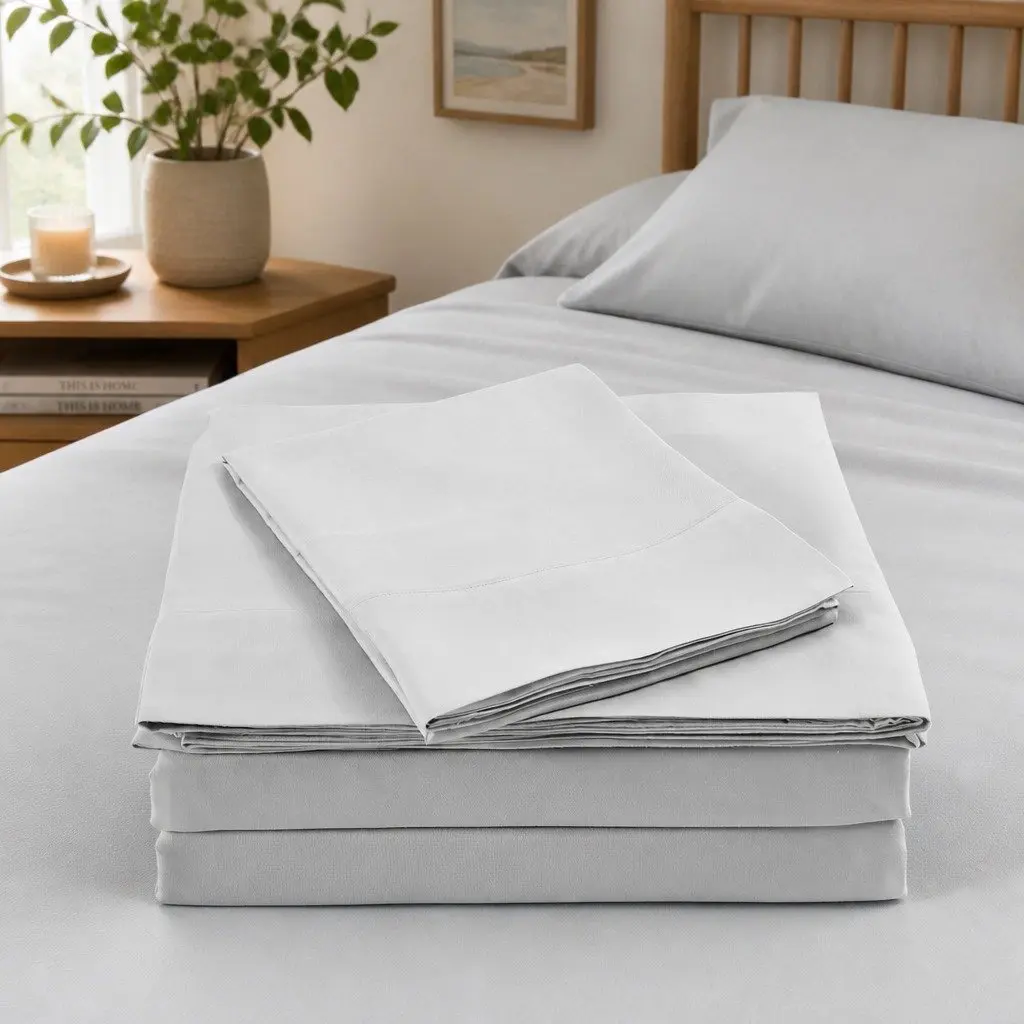 Bamboo Blend Sheet Set 1000TC Soft Bedding King Size Light Grey