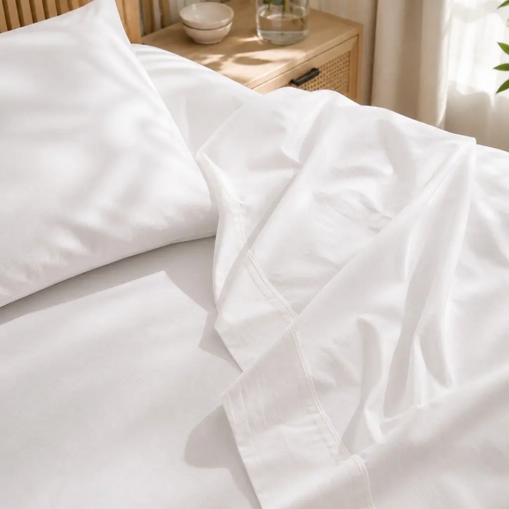 King Cotton Sheet Set Soft Breathable Vintage Washed White 4 Piece