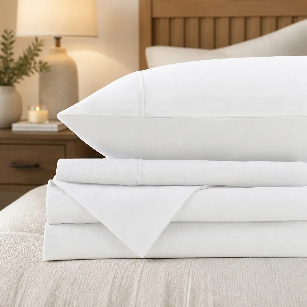 King Cotton Sheet Set Soft Breathable Vintage Washed White 4 Piece