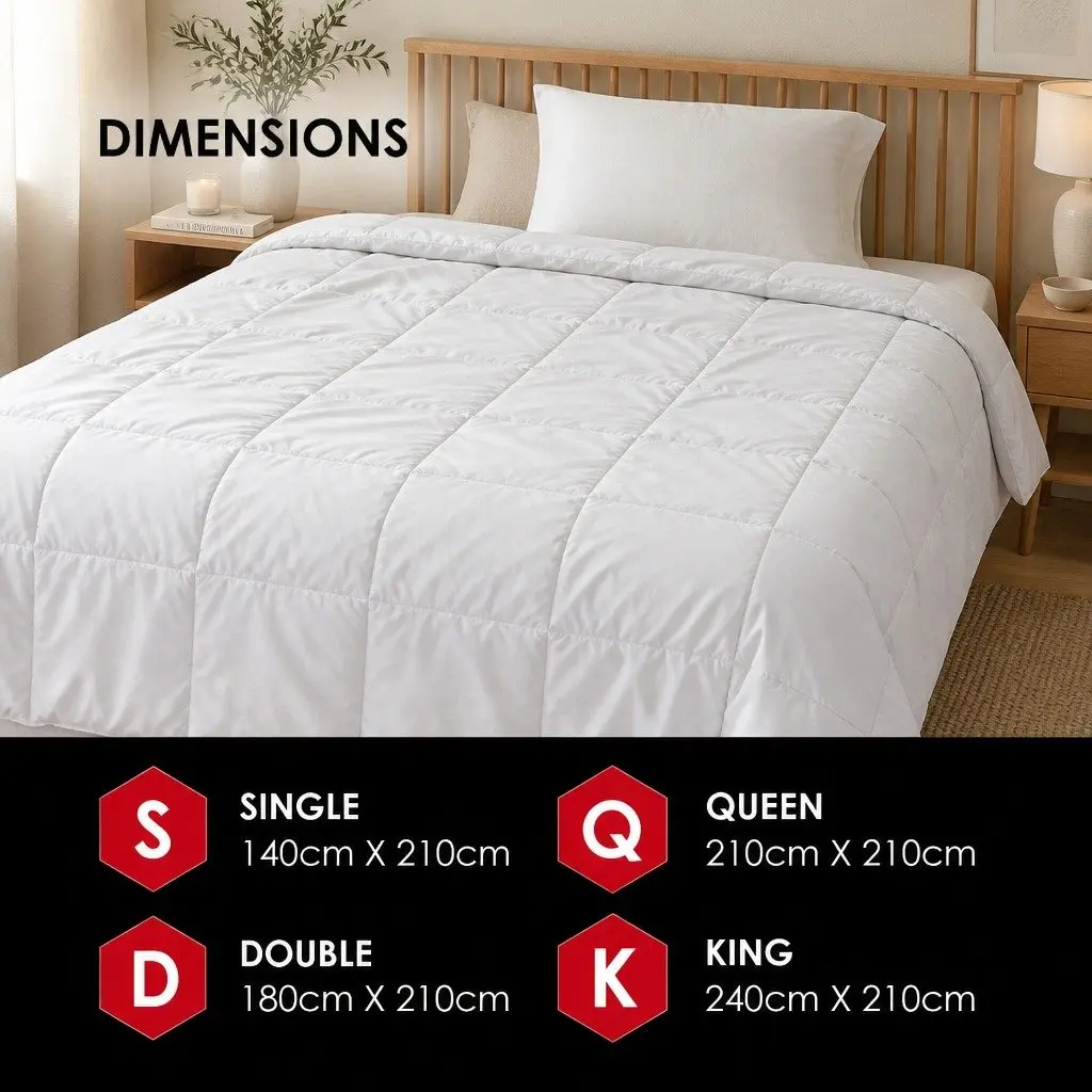 Silk Blend Quilt 800GSM Single Bed Soft Breathable Hypoallergenic Winter Doona
