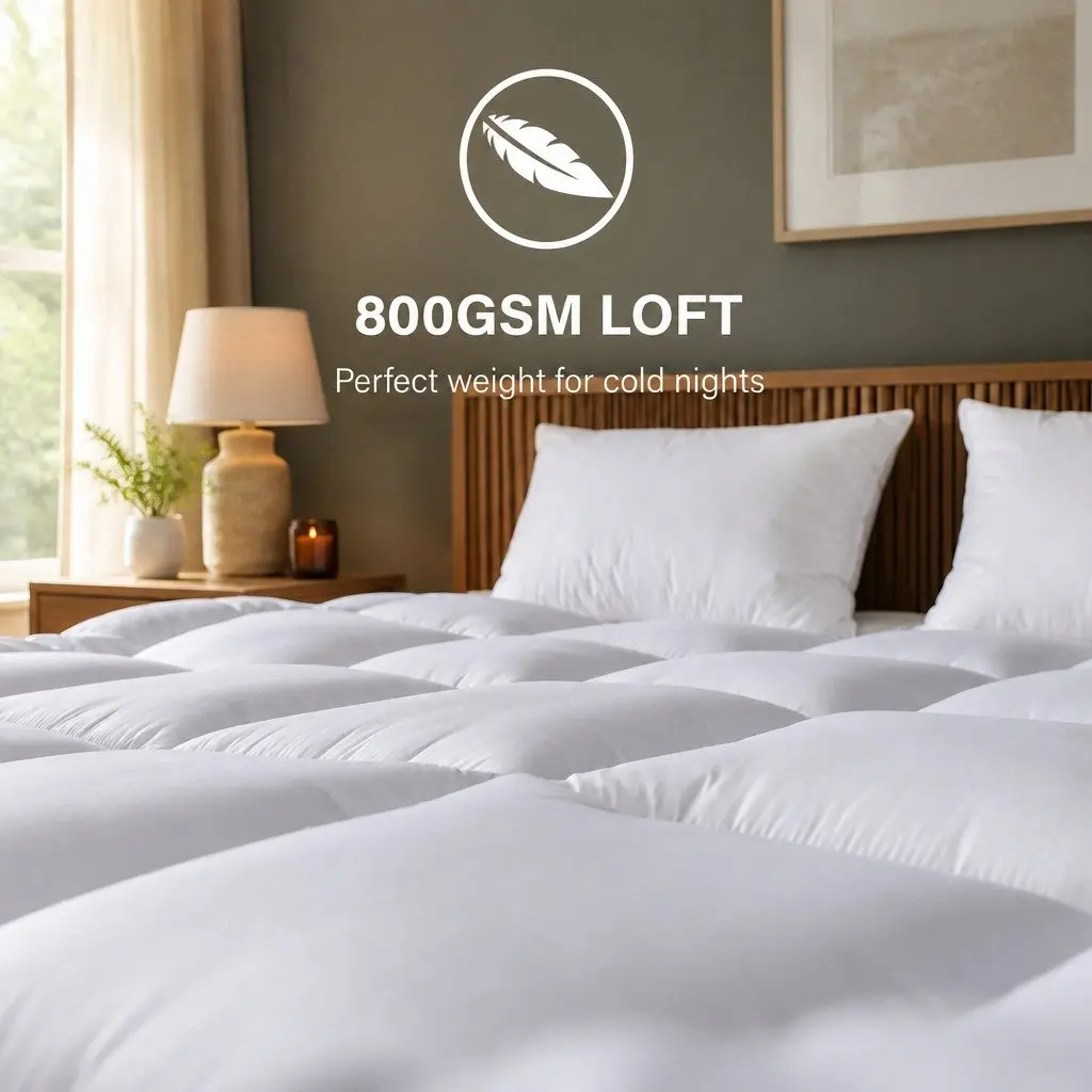 Silk Blend Quilt Double Size 800GSM Hypoallergenic Breathable Winter Bed Doona