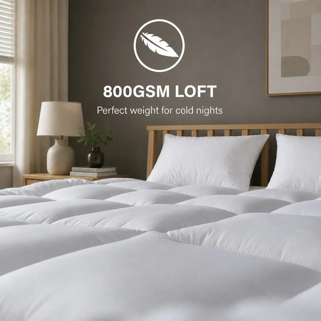 King Silk Blend Quilt 800GSM Soft Breathable Winter Bedding Cotton Cover
