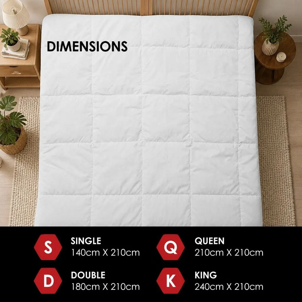 King Silk Blend Quilt 800GSM Soft Breathable Winter Bedding Cotton Cover