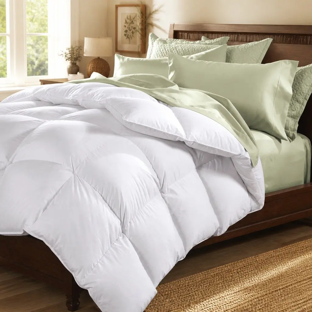 Goose Feather Down Quilt All-Season Double 500GSM Baffle Box Construction