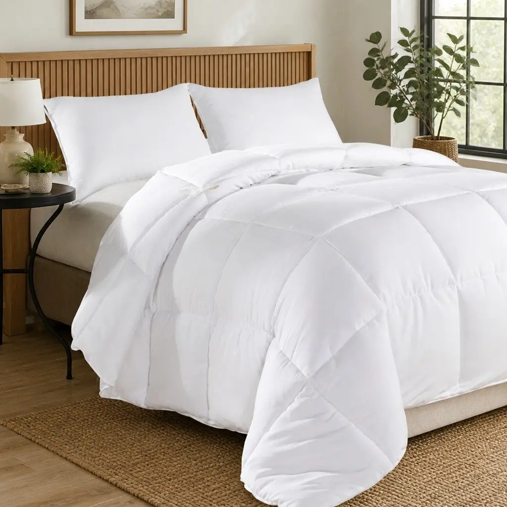 Duck Feather Down Quilt King Size 500GSM Cotton Cover Baffle Box Construction
