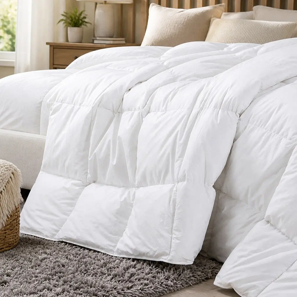 Duck Feather Down Quilt King Size 500GSM Cotton Cover Baffle Box Construction