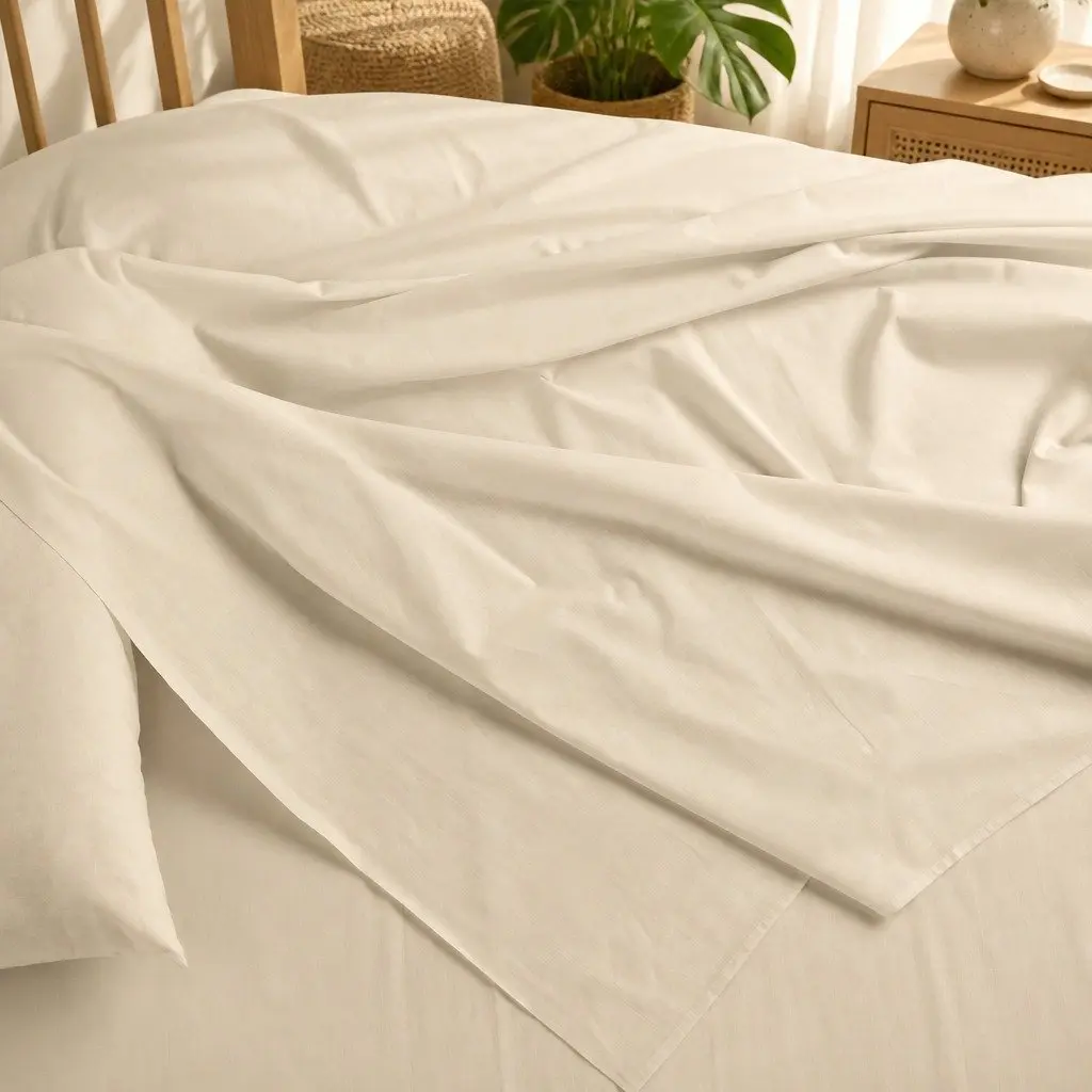 Queen Bamboo Blended Sheet Set 1000TC Dark Ivory Bed Sheets Pillowcases Bedroom