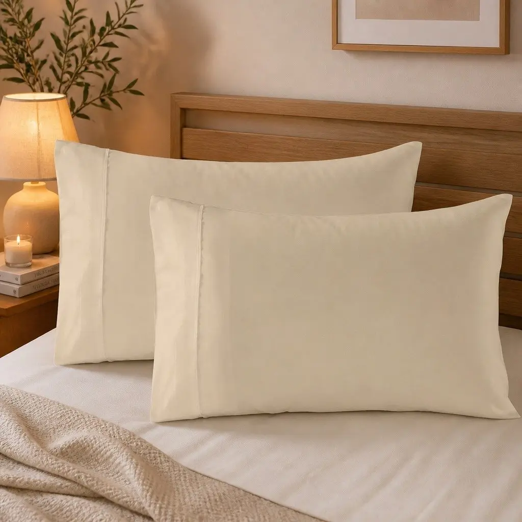 Queen Bamboo Blended Sheet Set 1000TC Dark Ivory Bed Sheets Pillowcases Bedroom
