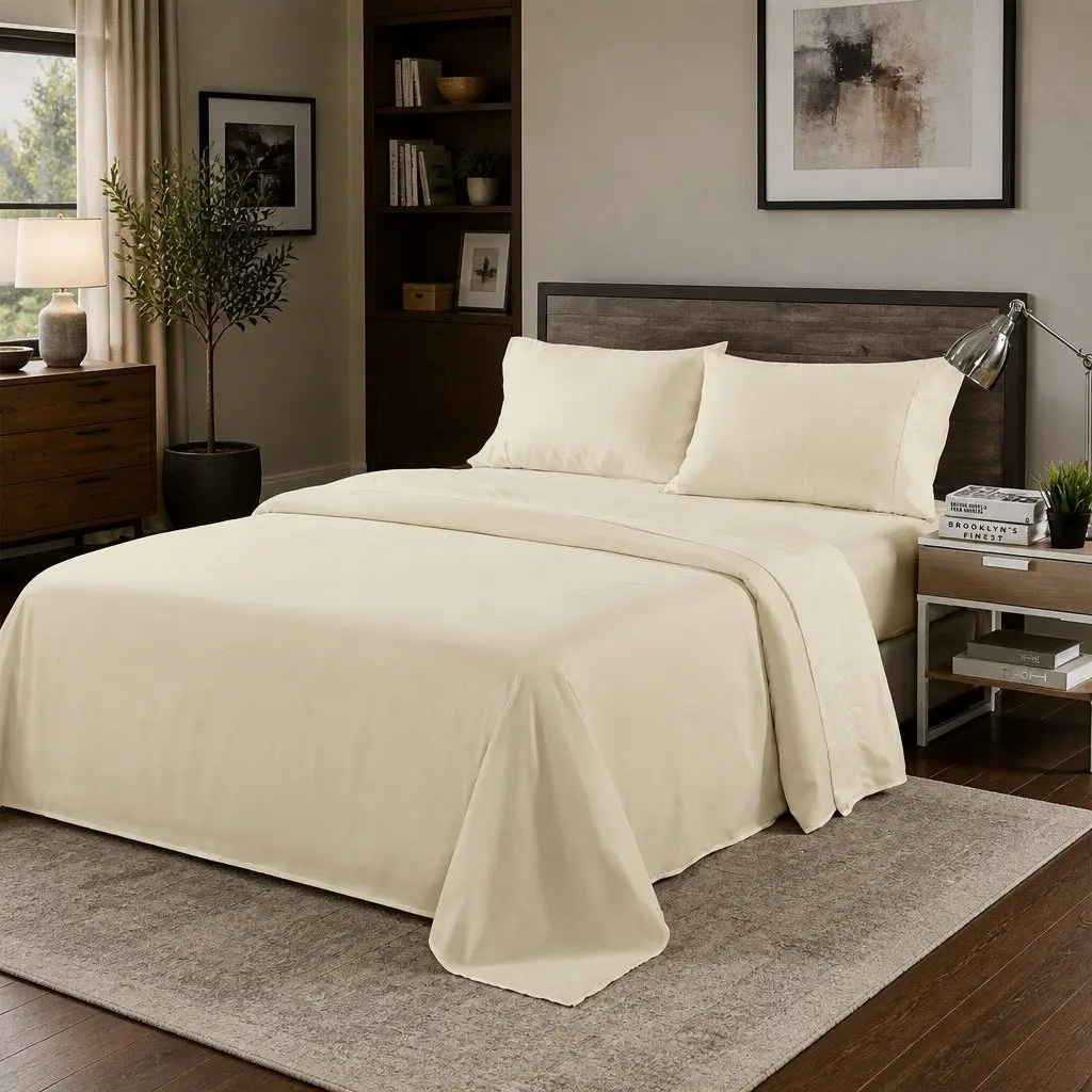 King Bamboo Blend Sheet Set 1000TC Flat Fitted Pillowcases Bedroom Bedding