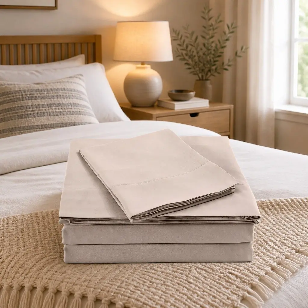 King Bamboo Blend Sheet Set 1000TC Warm Grey Bedroom Bedding Luxury Soft Sheets
