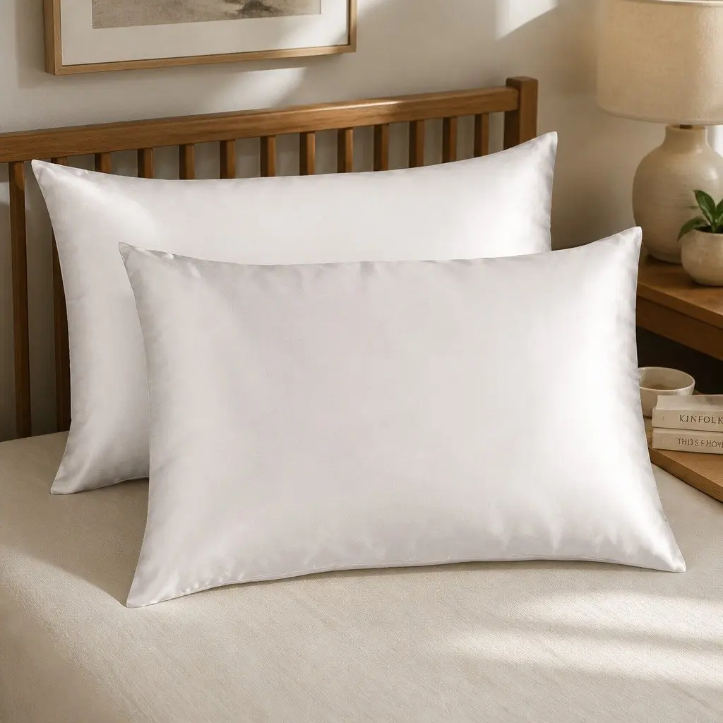 Mulberry Silk Pillowcase Twin Pack Hypoallergenic 51x76cm Silver