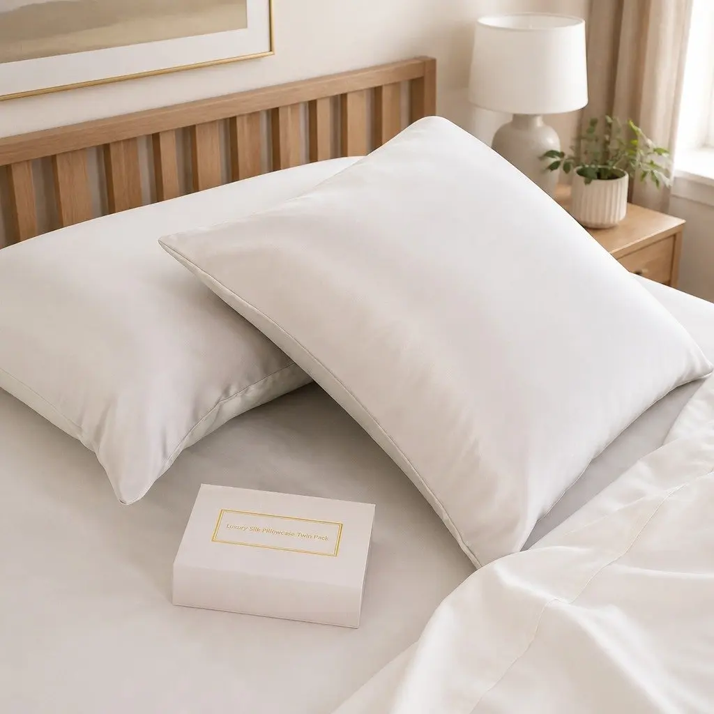 Mulberry Silk Pillowcase Twin Pack Hypoallergenic 51x76cm Silver