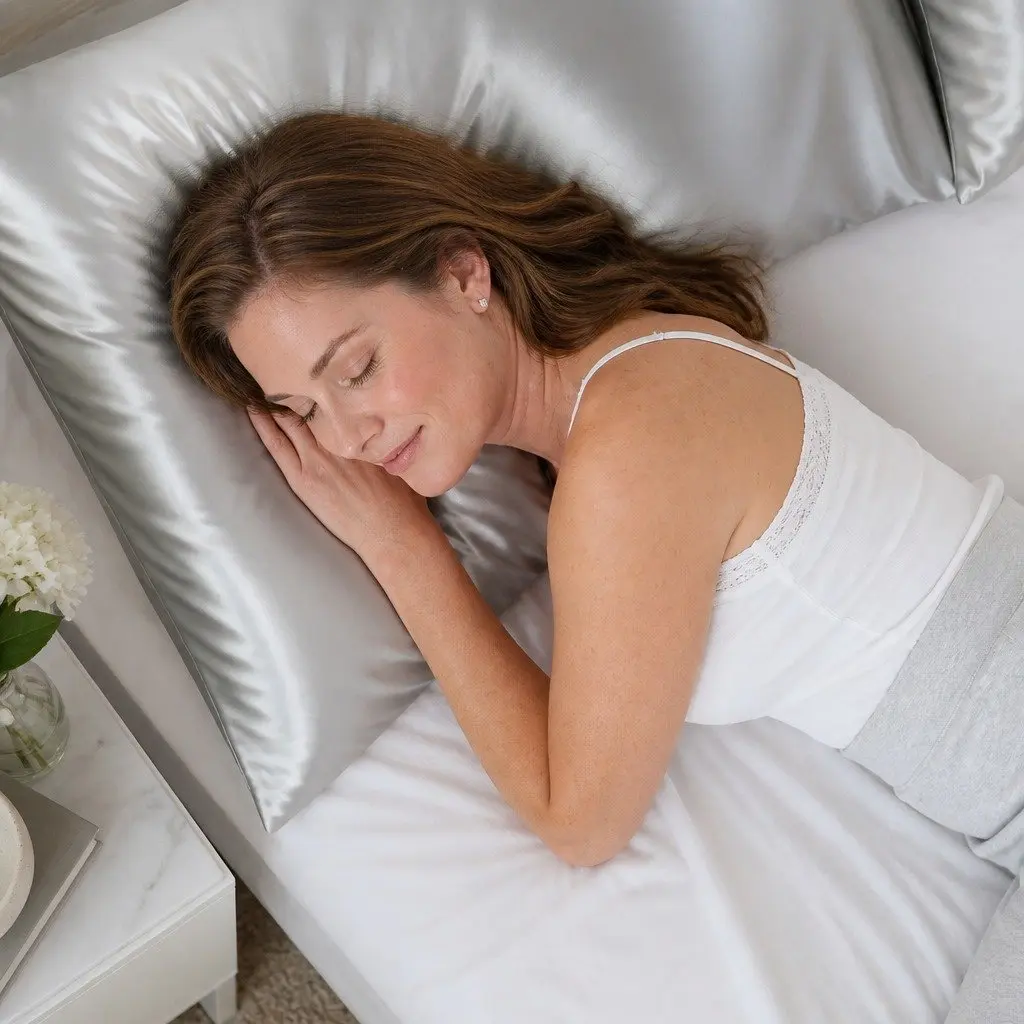 Mulberry Silk Pillowcase Twin Pack Hypoallergenic 51x76cm Silver