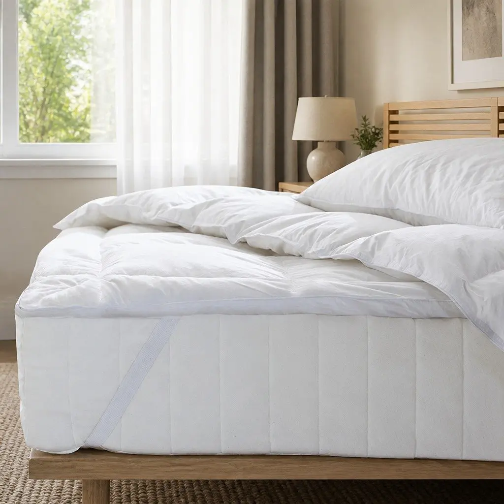 Goose Feather Down Mattress Topper Double 1000GSM Plush Soft Cotton Cover 5cm Loft