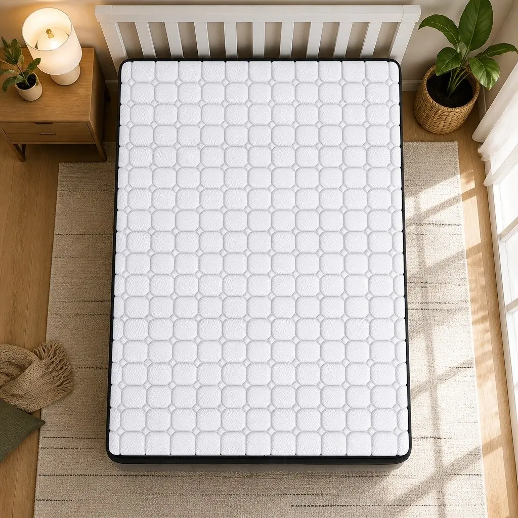 Pocket Spring Mattress Medium-Firm 5-Zone Support King Single White with Black Grey Trim