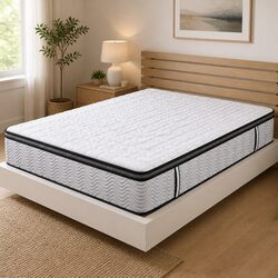 King Pocket Spring Mattress Medium-Firm Support Latex Foam Hybrid Sleep Bed