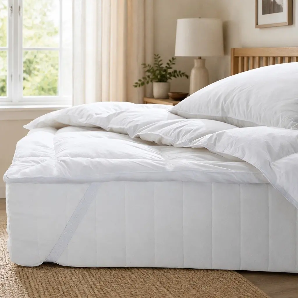 Single Mattress Topper Goose Feather Down 1000GSM Plush Luxury 190cm x 90cm