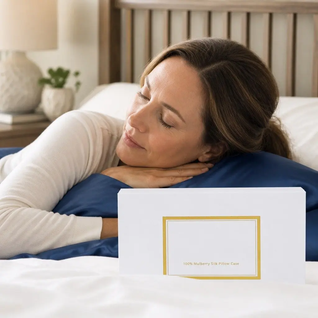 Mulberry Silk Pillowcase Twin Pack Hypoallergenic Breathable 51x76cm Navy