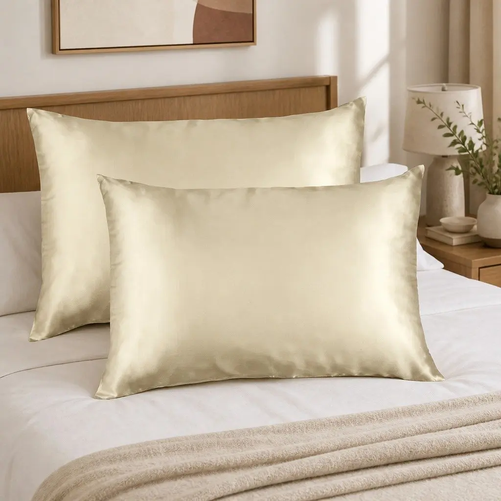 Mulberry Silk Pillowcase Twin Pack Hypoallergenic 51x76cm Champagne