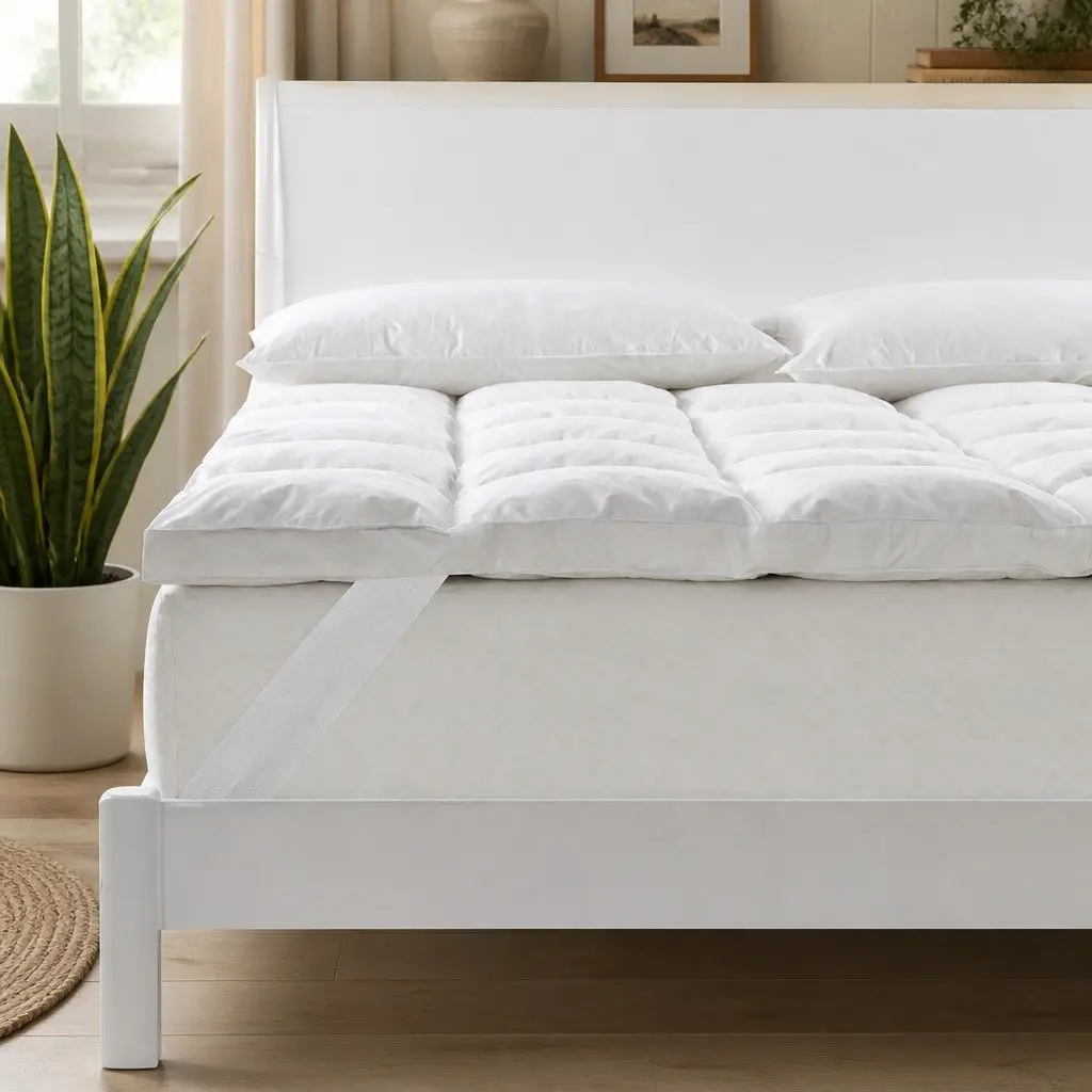 Duck Feather Down Mattress Topper Single 1800GSM Baffle Box Cotton Cover