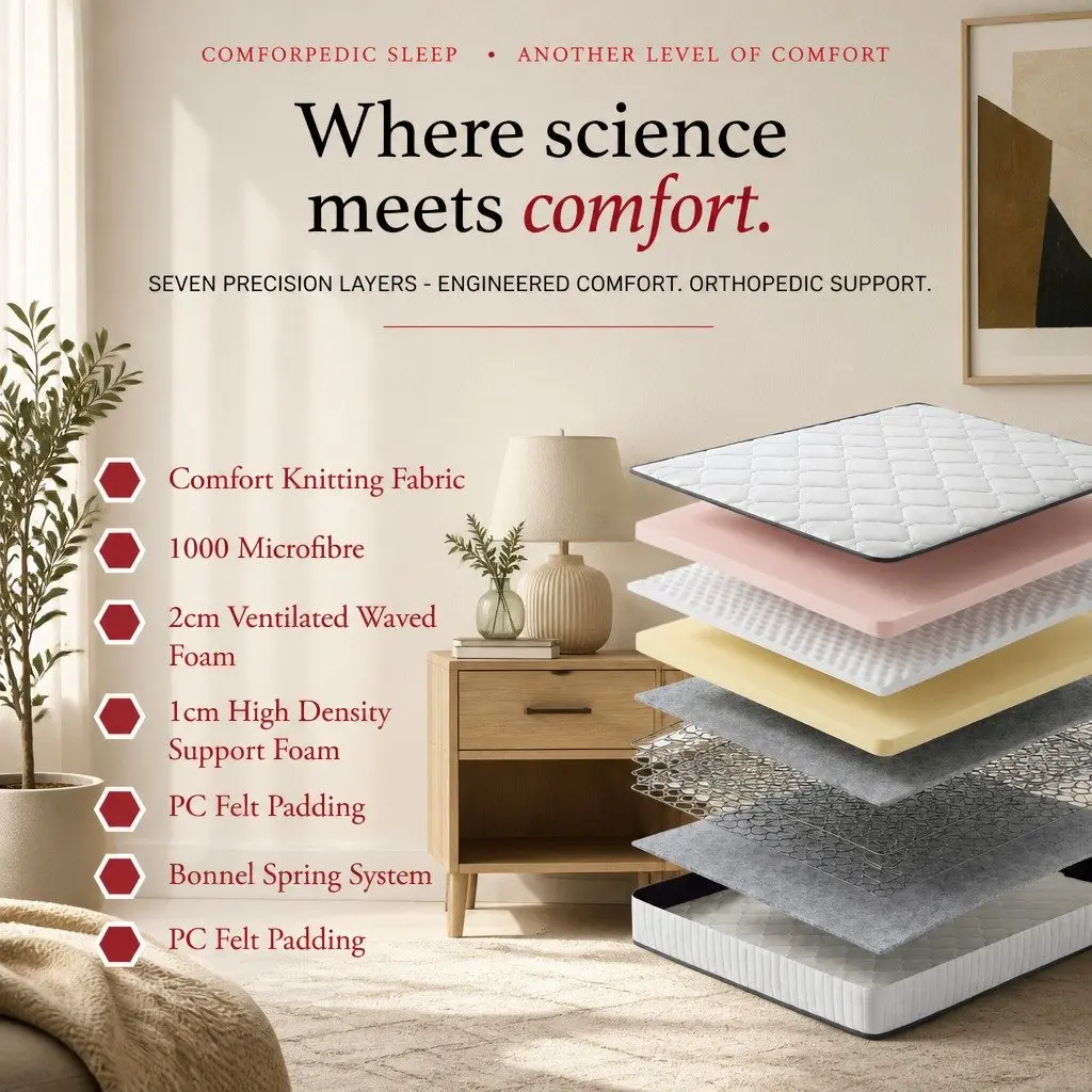 Single Mattress Medium-Firm 5-Zone Pressure Relief Support Foam White 92cm x 187cm