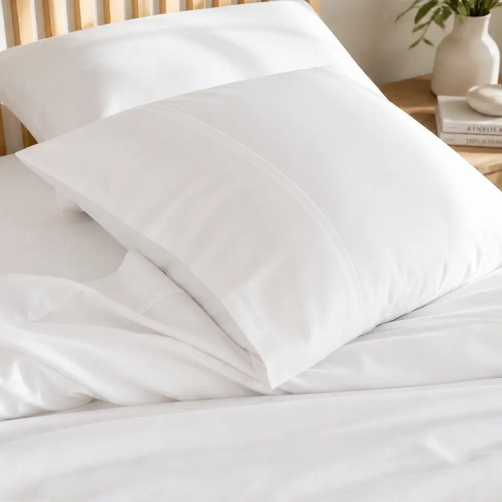 Queen Sheet Set Bamboo Cotton 1000TC Flat Fitted Pillowcases White