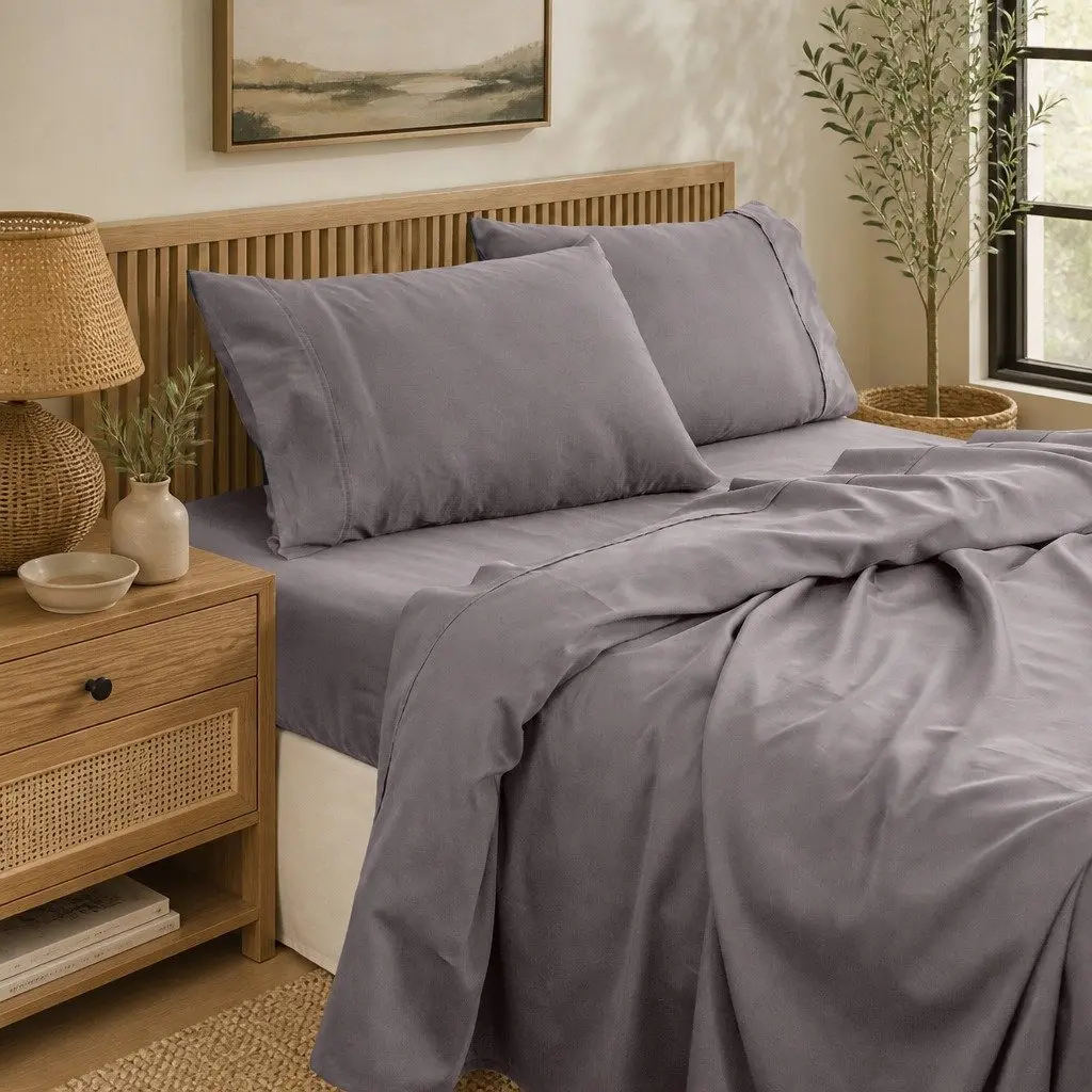 Queen Sheet Set 1000TC Bamboo Cotton Bedding Flat Fitted Pillowcases