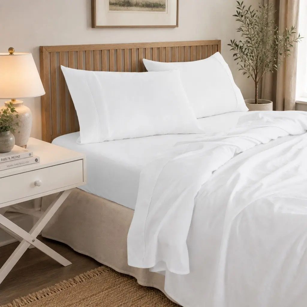 Bamboo Cotton Sheet Set King Size 1000TC Flat Fitted Pillowcases