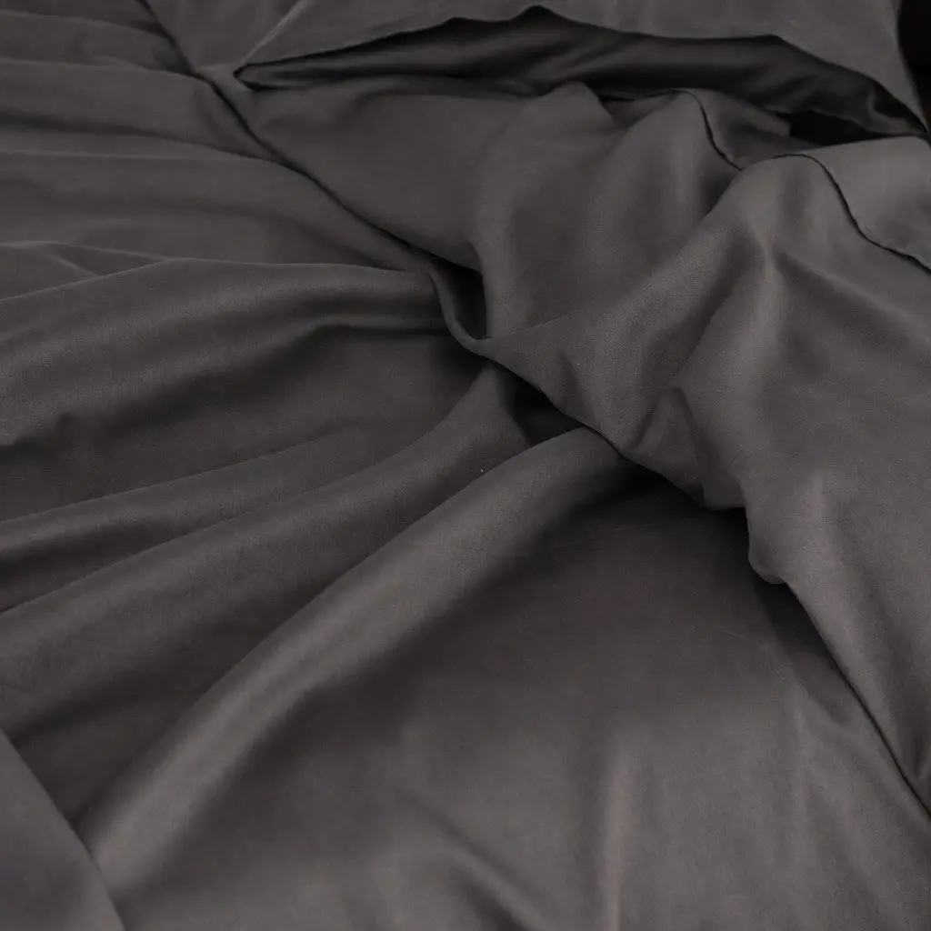 King Sheet Set Bamboo Cotton 1000TC Flat Fitted Pillowcases Pewter