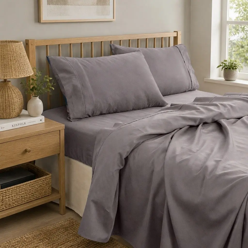 King Sheet Set Bamboo Cotton 1000TC Flat Fitted Pillowcases Bedding