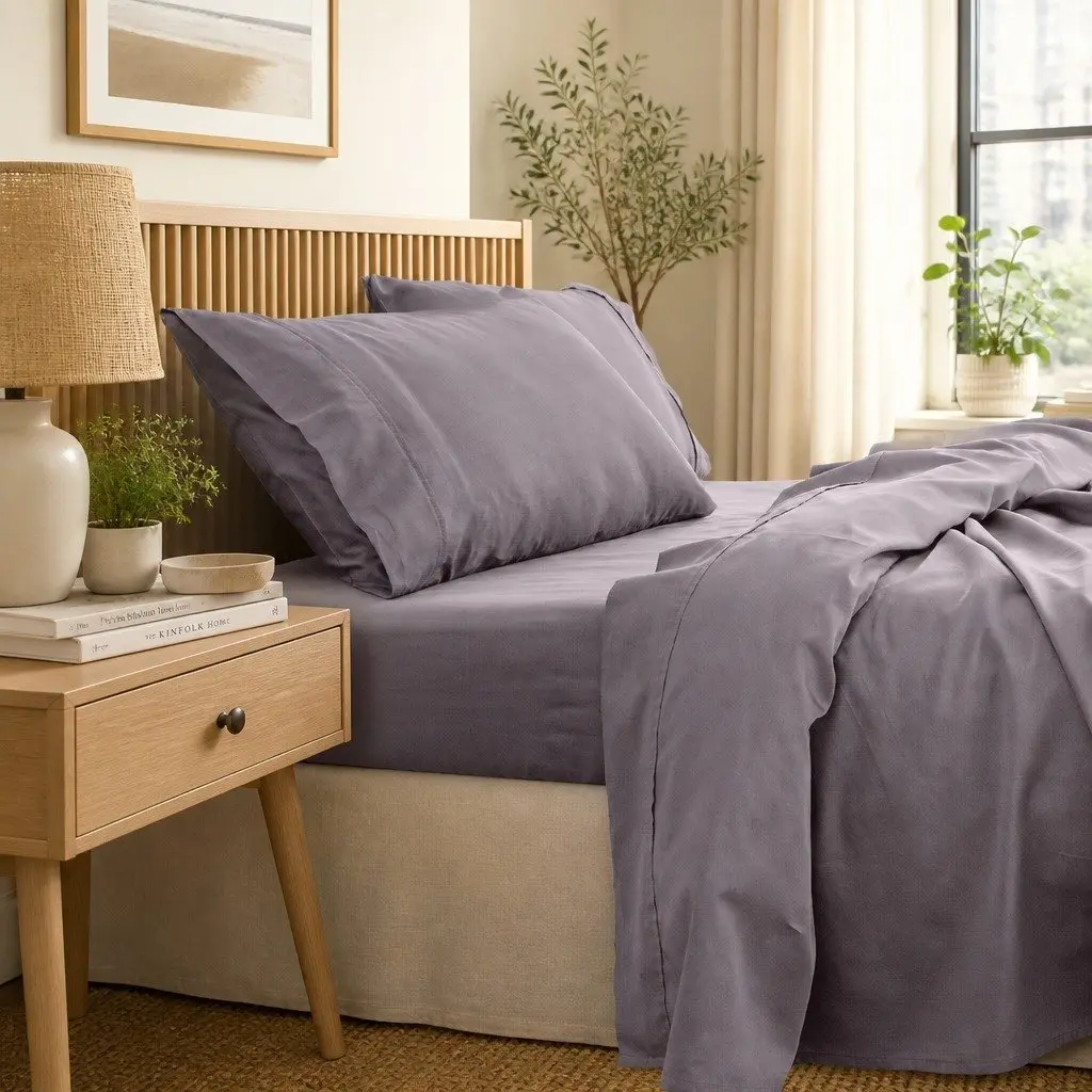 King Sheet Set Bamboo Cotton 1000TC Flat Fitted Pillowcases Bedding