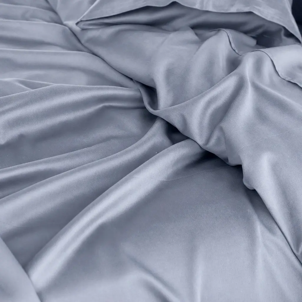 Bamboo Cotton Sheet Set King Size Bedding Blue Fog 1000TC
