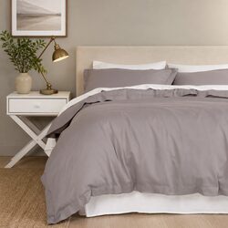 King Quilt Cover Set 1000TC Bamboo Cotton Bedding Pillowcases Grey
