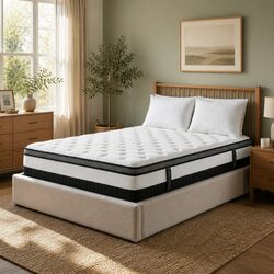 Double Osteopedic Euro Top Pocket Spring Mattress Medium-Firm Hybrid Foam