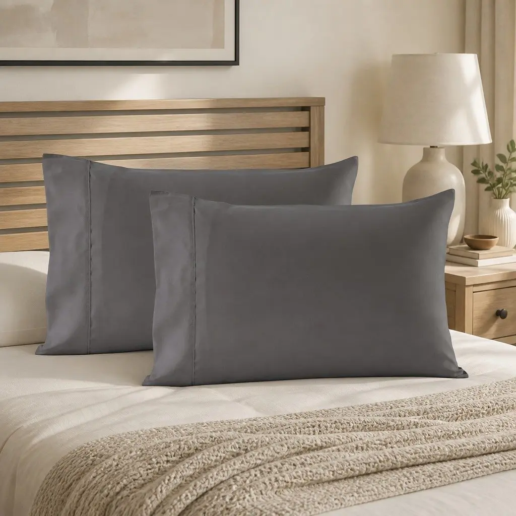 4 Piece Sheet Set Double Bed 1200TC Ultrasoft Satin Weave Flat Fitted White Charcoal Sky Blue Silver Light Grey Sage Green Soft Pink