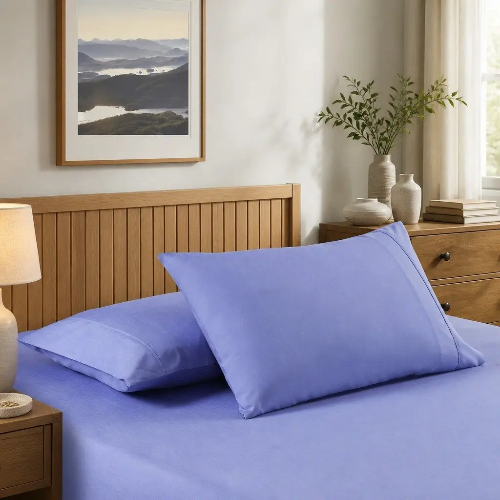 Queen Sheet Set Bamboo Cooling 2000TC Moisture Wicking Mid Blue