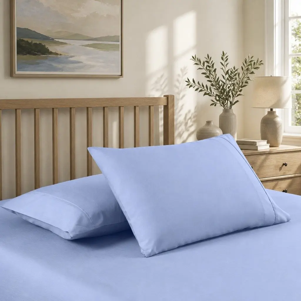 Cooling Bamboo Sheet Set King Size 2000TC Light Blue Moisture Wicking Breathable Bedding