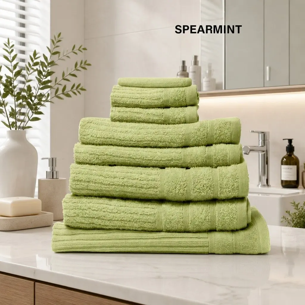 Egyptian Cotton Towel Set 600 GSM 8 Piece Bath Hand Face Towels Bath Mat Spearmint