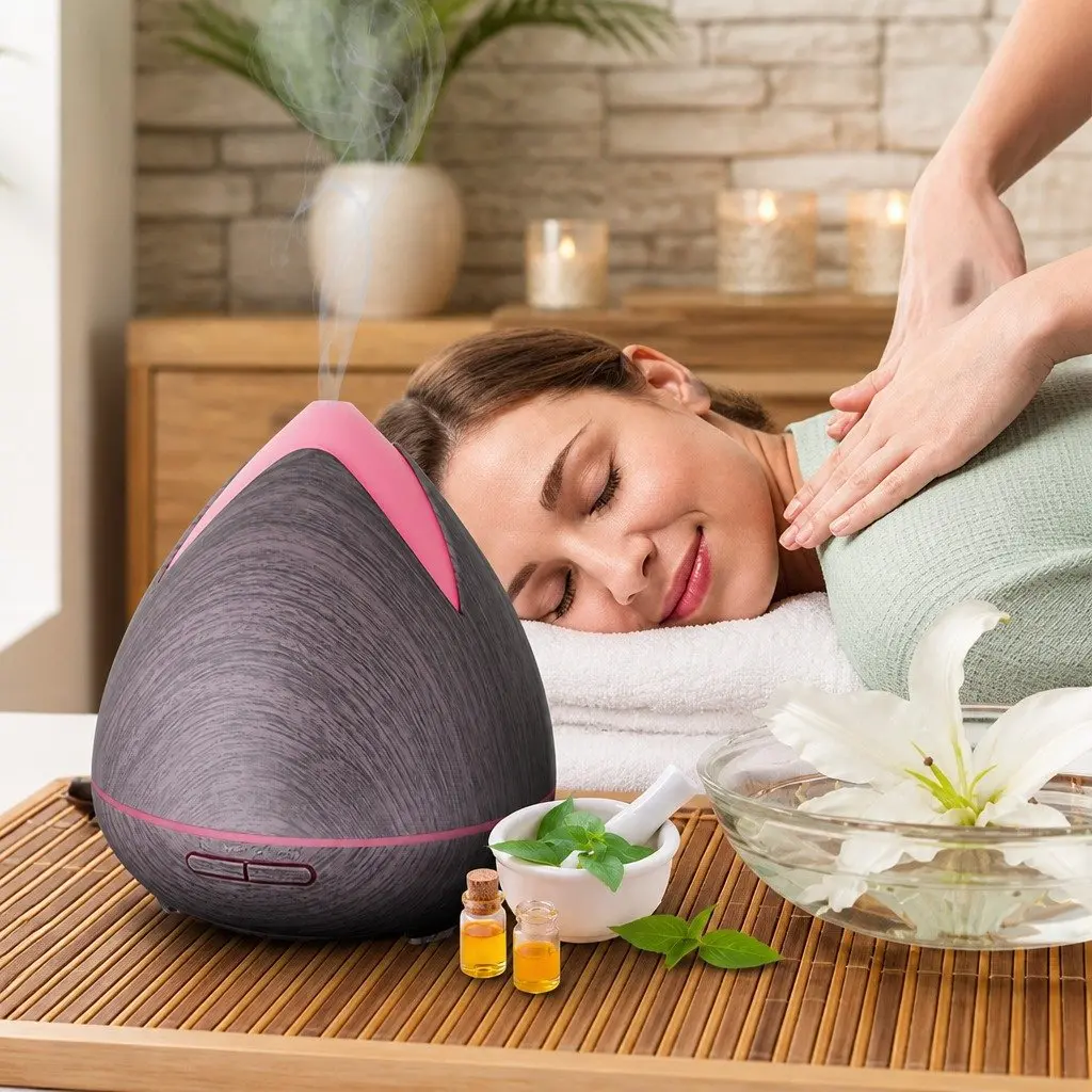 Ultrasonic Diffuser Aromatherapy 400ml Violet Cool Mist with 7 LED Mood Lights