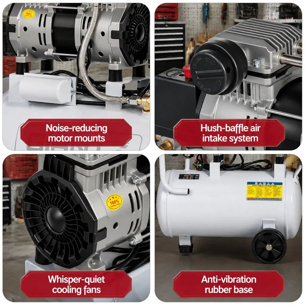 Air Compressor Portable 24L Tank Oil-Free Tyre Inflator Electric Quiet White