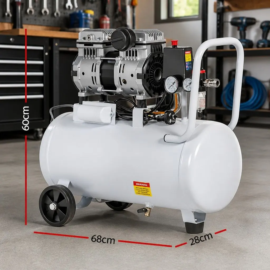 30L Air Compressor Oil-Free Portable Tyre Inflator 40L/Min White